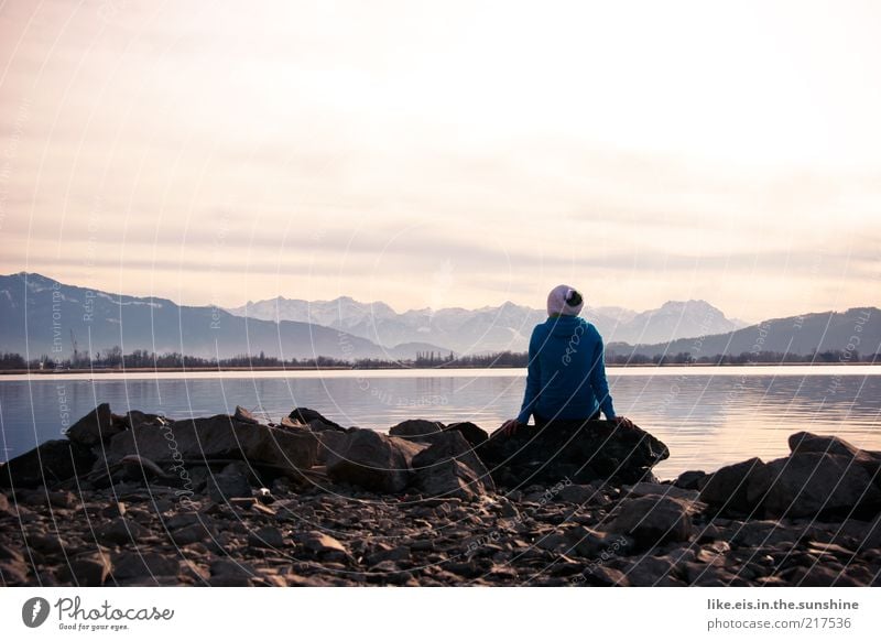 hmmmmmm harmonisch Wohlgefühl Zufriedenheit Sinnesorgane Erholung ruhig Meditation Ausflug Ferne Freiheit Winter Berge u. Gebirge 1 Mensch Landschaft Horizont