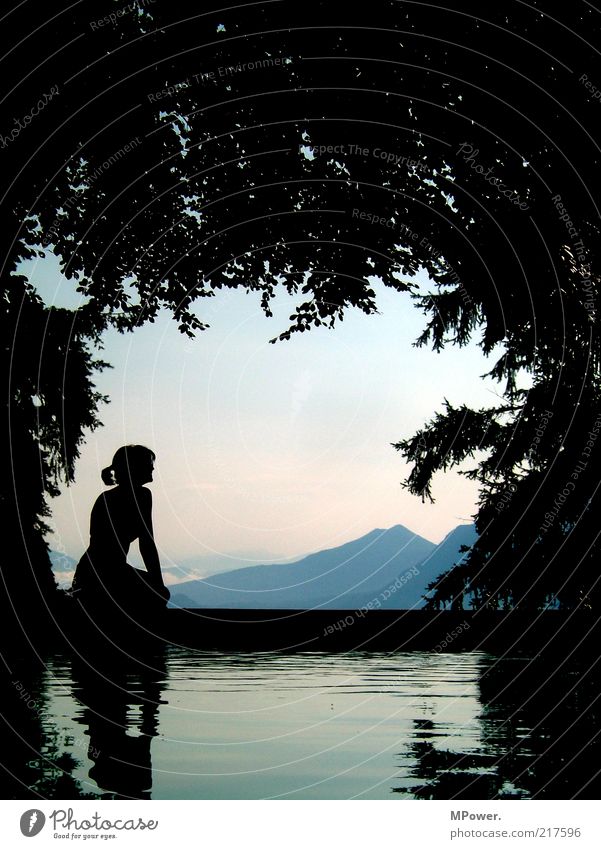 Lago Maggiore III Landschaft Pflanze Wasser Romantik schön Silhouette Frau See Berge u. Gebirge Baum Aussicht Alpen Italien Himmel (Jenseits) Erholung erholsam