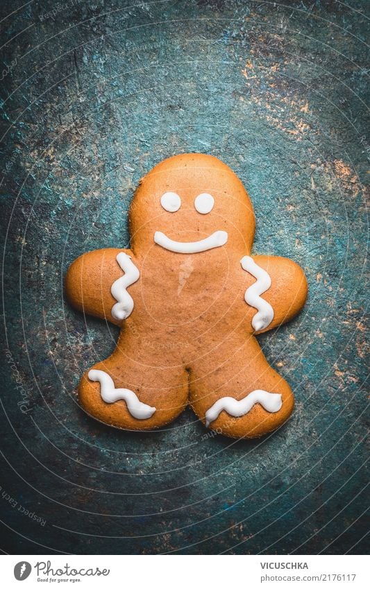 Lebkuchenmann Teigwaren Backwaren Süßwaren Ernährung Stil Design Winter Dekoration & Verzierung Feste & Feiern Weihnachten & Advent grinsen Plätzchen Farbfoto