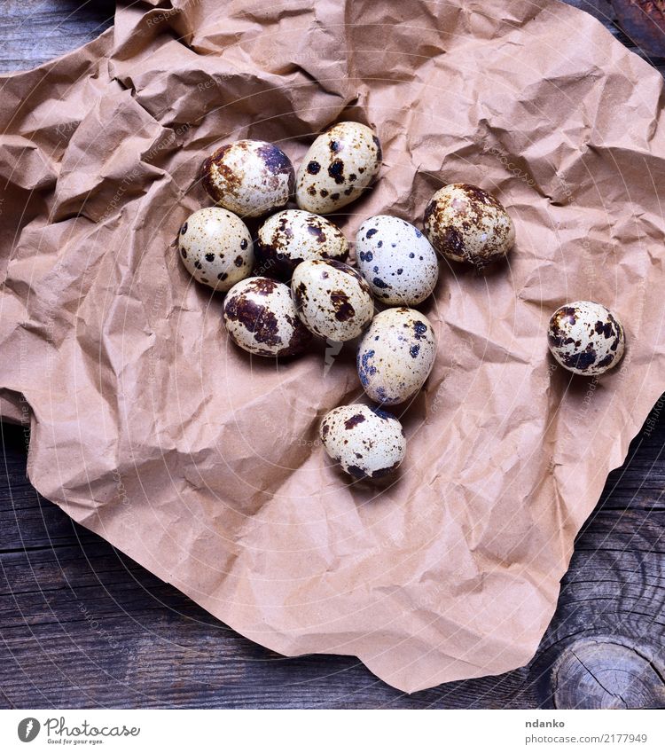 rohe Wachteleier Frühstück Diät Ostern Natur Tier Vogel Papier Holz frisch klein natürlich oben braun weiß Farbe Hintergrund Öko Ei Lebensmittel Bauernhof