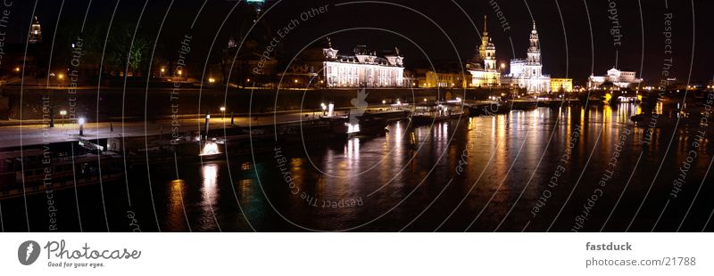 Skyline Dresden (Panorama) Nacht Panorama (Aussicht) Architektur Wasser groß Panorama (Bildformat)