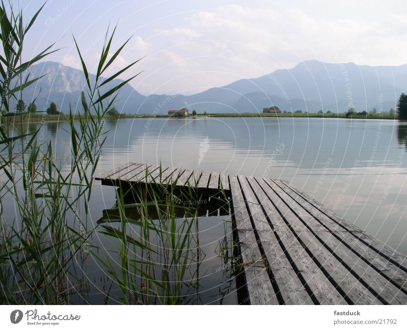 Silence Bayern See Berge u. Gebirge grün Reflexion & Spiegelung Sommer Steg benediktbeuern karl orff carmina burana Wasser blau