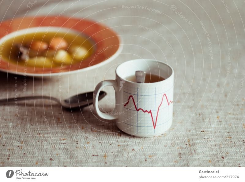 You make my heart skip a beat Lebensmittel Fleisch Gemüse Suppe Eintopf Ernährung Mittagessen Heißgetränk Tee Teller Tasse Löffel retro Suppenteller Hühnersuppe