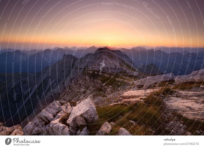 Sonnenaufgang von großer Daumen oben in den Alpen Ferien & Urlaub & Reisen Klettern Bergsteigen Natur Landschaft Himmel Sonnenuntergang Schönes Wetter Wärme