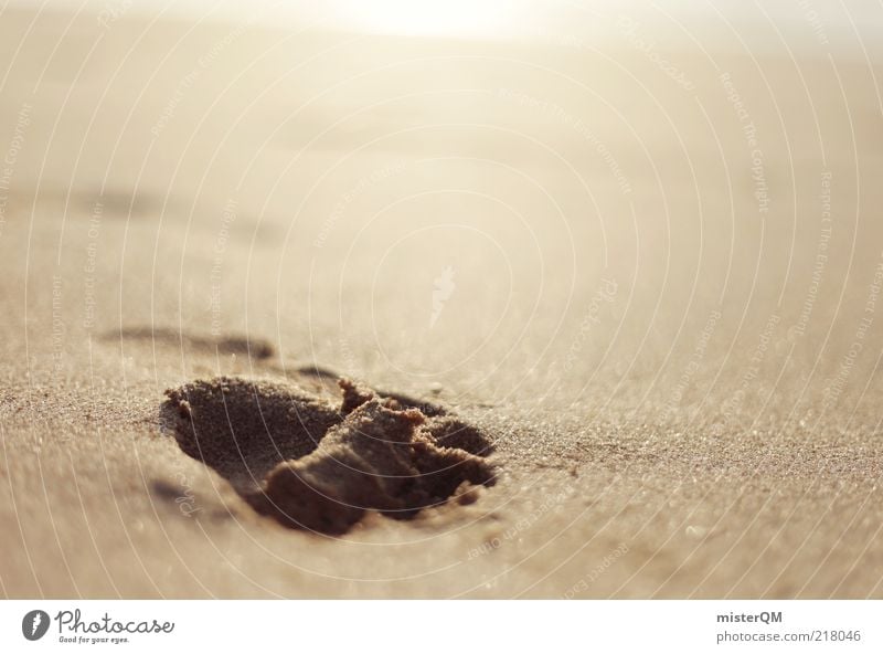 Fühlen. ästhetisch Zufriedenheit Strand Strandleben Urlaubsstimmung Urlaubsgesetz Sand Fußspur Spuren Zeit laufen Erholung Hintergrundbild dezent Abdruck ruhig