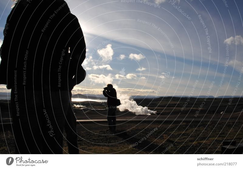 Rauchzeichen Mensch 3 Natur Landschaft Wolken Schönes Wetter Wind Hügel kalt Wasserdampf Heisse Quellen Geothermik Fotografieren Aussicht Ferne Fernweh Island