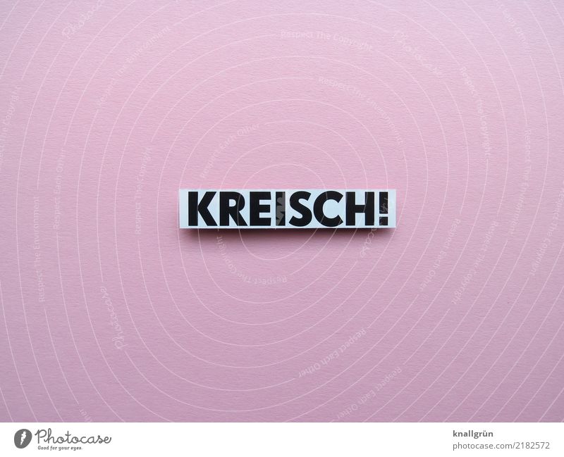 KREISCH! Schriftzeichen Schilder & Markierungen Kommunizieren eckig rosa schwarz weiß Gefühle Stimmung Freude Glück Lebensfreude Vorfreude Begeisterung Neugier