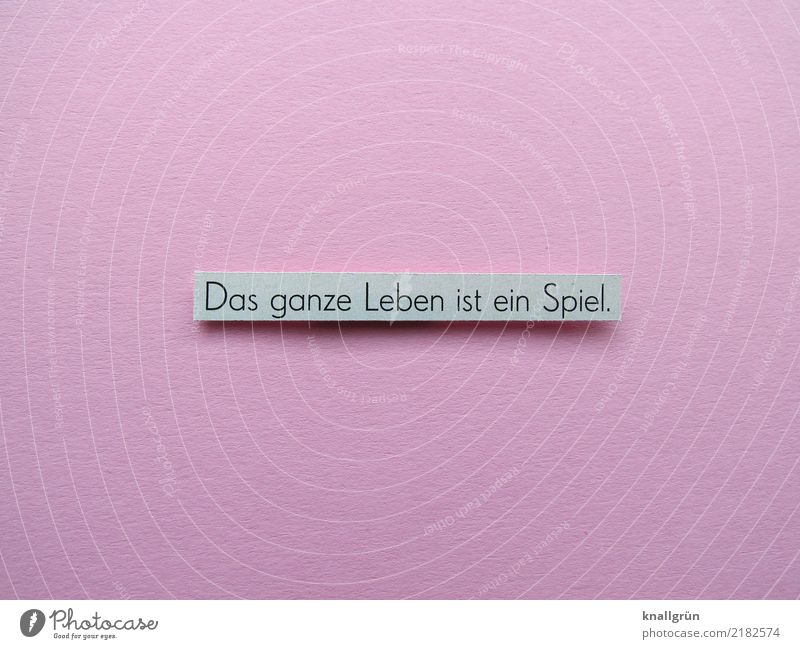 Das ganze Leben ist ein Spiel. Schriftzeichen Schilder & Markierungen Kommunizieren eckig grau rosa schwarz Gefühle Stimmung erleben Spielen Farbfoto