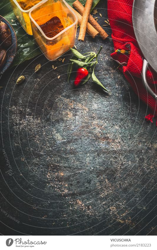 Hintergrund mit bunte Gewürze Lebensmittel Kräuter & Gewürze Ernährung Asiatische Küche Geschirr Stil Design Gesunde Ernährung Restaurant Hintergrundbild Chili