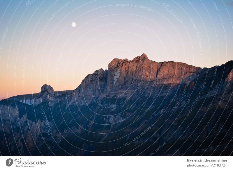 vollmond überm alpstein harmonisch Erholung ruhig Ferien & Urlaub & Reisen Ausflug Ferne Freiheit Sommer Sommerurlaub Berge u. Gebirge Natur Landschaft