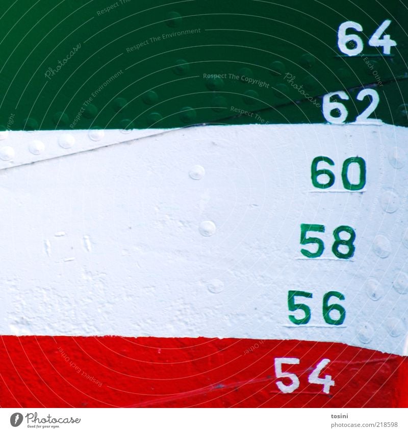 Steuerbord III Verkehrsmittel Schifffahrt grün rot weiß Ziffern & Zahlen Niete Farbstoff Anstrich Metall Teile u. Stücke Grafik u. Illustration 54 56 58 60 62