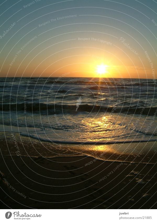 Sonnenuntergang Strand vertikal Wasser Nordsee