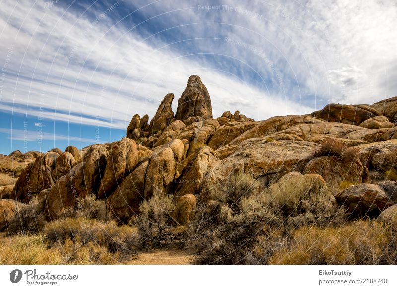 Felsen, Berge und Himmel in Alabama Hills schön Ferien & Urlaub & Reisen Camping Sommer Berge u. Gebirge wandern Natur Landschaft Pflanze Erde Sand Wolken Park