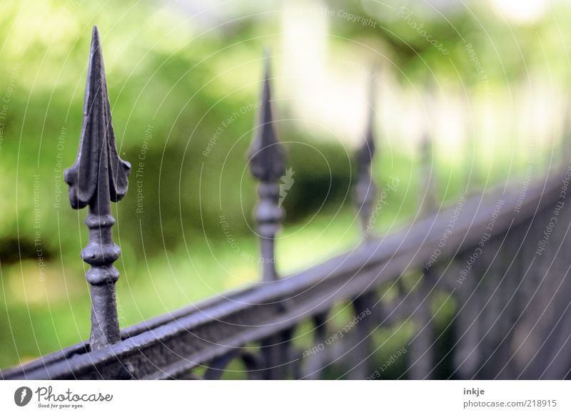 spitz Stil Häusliches Leben Dekoration & Verzierung Garten Park Gartenzaun Eisen Eisentor Metall Ornament Pfeil Spitze alt bedrohlich dunkel eckig historisch