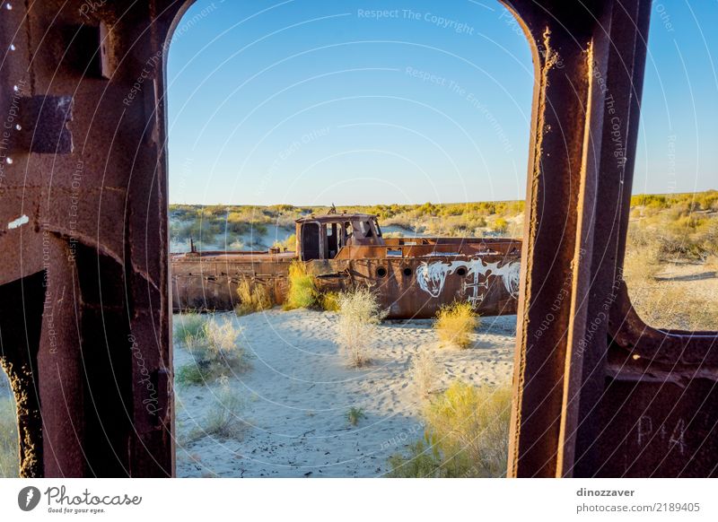 Verrostetes Schiff im Schiffkirchhof, Usbekistan Meer Menschengruppe Umwelt Natur Landschaft Sand Klima Klimawandel See Ruine Wasserfahrzeug Totes Tier Tod