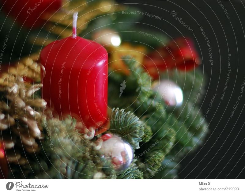 Advent Advent ... dunkel Kerze Adventskranz Tannenzweig Glaskugel Weihnachtsdekoration Dekoration & Verzierung Farbfoto mehrfarbig Innenaufnahme Nahaufnahme