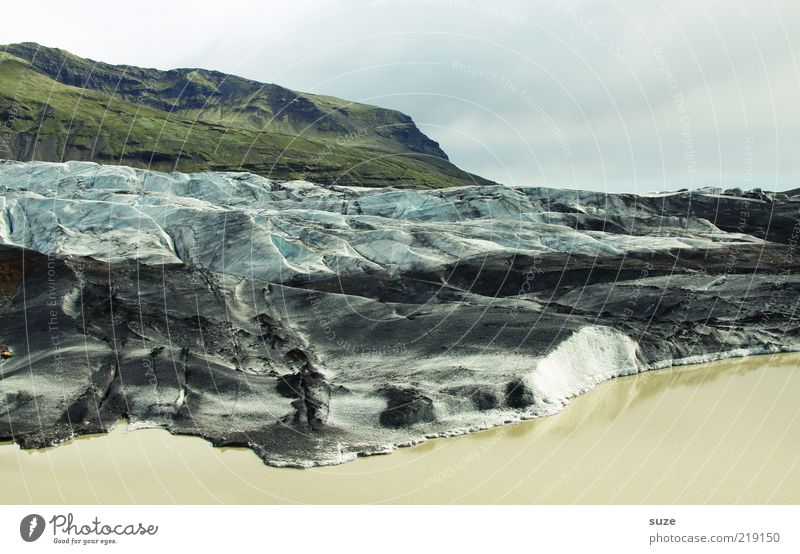 Svinafellsjökull Schnee Berge u. Gebirge Umwelt Natur Landschaft Urelemente Erde Wasser Himmel Wolken Klima Wetter Eis Frost Hügel Felsen Gletscher