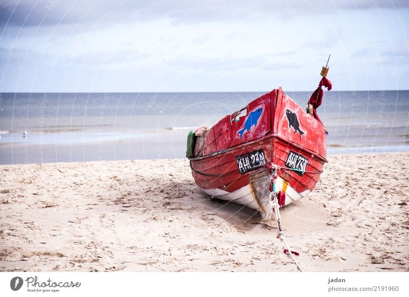 liegeplatz. Stil Sommer Strand Meer Segeln Arbeitsplatz Landschaft Urelemente Sand Wasser Horizont Küste Ostsee Verkehrsmittel Schifffahrt Bootsfahrt