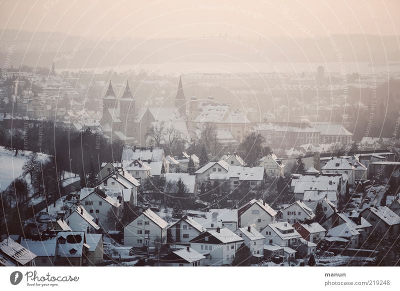 Die Gute Stadt Ferien & Urlaub & Reisen Sightseeing Städtereise Landschaft Winter Eis Frost Schnee Ostalbkreis Kleinstadt Stadtzentrum Skyline Haus Kirche