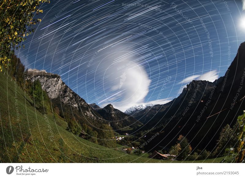 Vollmondnacht im Kiental harmonisch ruhig Freizeit & Hobby Ausflug Freiheit Sommer Berge u. Gebirge wandern Natur Landschaft Urelemente Erde Himmel Nachthimmel