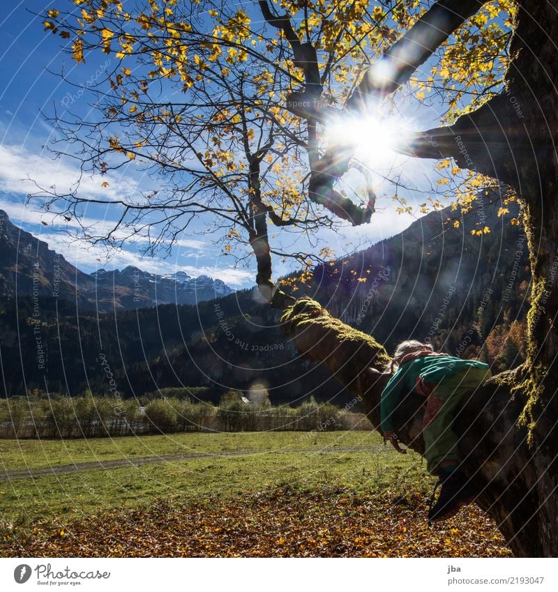 draussen hängen harmonisch Zufriedenheit Erholung Freizeit & Hobby Ausflug Abenteuer Ferne Freiheit Sommer Berge u. Gebirge wandern Mädchen 1 Mensch Natur