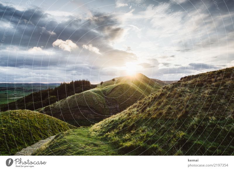 Sonnenuntergang über Mam Tor Lifestyle harmonisch Wohlgefühl Zufriedenheit Sinnesorgane Erholung ruhig Freizeit & Hobby Ferien & Urlaub & Reisen Ausflug