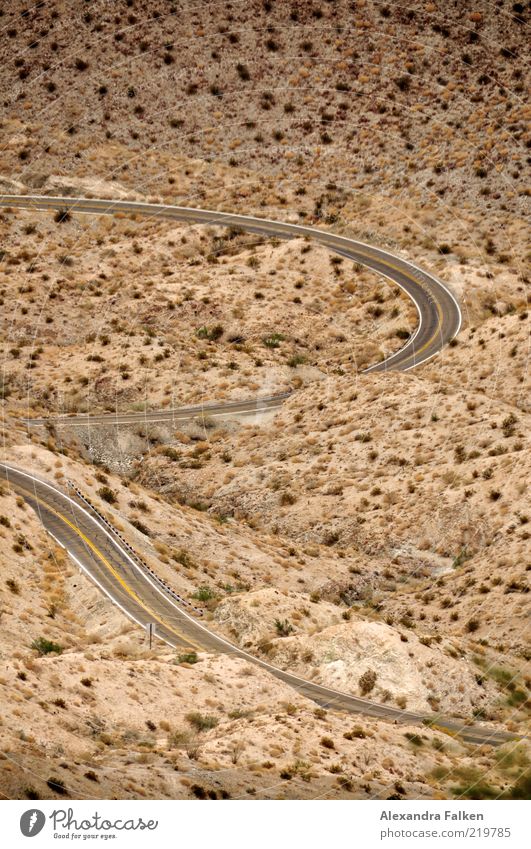 Wilder Westen Umwelt Natur Landschaft Pflanze Erde Sand Wüste Verkehr Verkehrswege Straße Ferien & Urlaub & Reisen Kurve Serpentinen Kalifornien Einsamkeit