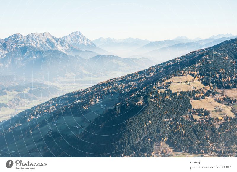 Leichter Frühnebel harmonisch Ferien & Urlaub & Reisen Tourismus Ausflug Freiheit Herbst Berge u. Gebirge Ennstal Unendlichkeit ruhig demütig Farbfoto