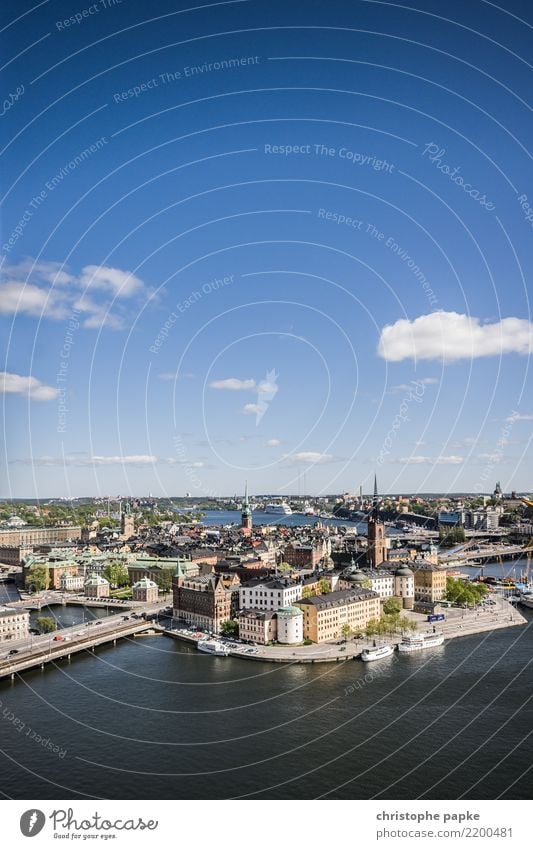 Gamla Stan / Stockholm Ferien & Urlaub & Reisen Ausflug Städtereise Sommer Himmel Wolken Schönes Wetter Schweden Stadt Hauptstadt Stadtzentrum Altstadt Skyline