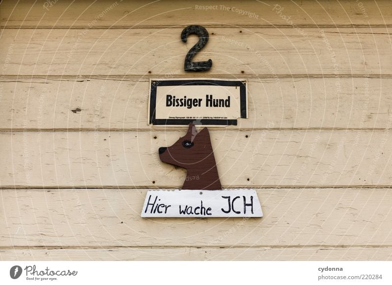 Vorsicht vor dem Hund! Lifestyle Stil Design Schriftzeichen Ziffern & Zahlen Hinweisschild Warnschild einzigartig Erwartung bedrohlich geheimnisvoll Idee