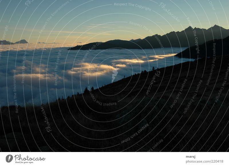 Lichtspur Erholung ruhig Freizeit & Hobby Ausflug Berge u. Gebirge Natur Landschaft Luft Himmel Wolkenloser Himmel Sonnenaufgang Sonnenuntergang Sonnenlicht