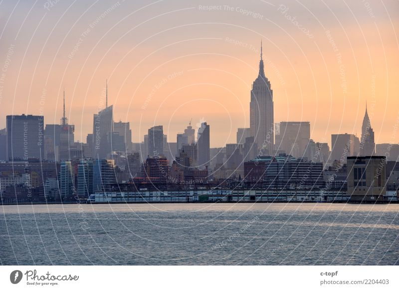 Big Apple Sunrise Lifestyle Design Ferien & Urlaub & Reisen Ferne Freiheit Sonne New York City USA Stadt Hafenstadt Skyline Menschenleer Hochhaus Bauwerk