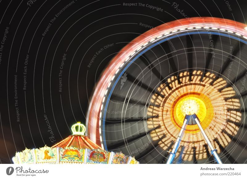 Oktoberfest I Feste & Feiern Riesenrad Fahrgeschäfte Karussell Metall Stahl Kugel Linie gebrauchen drehen fahren glänzend alt Fröhlichkeit groß hell hoch