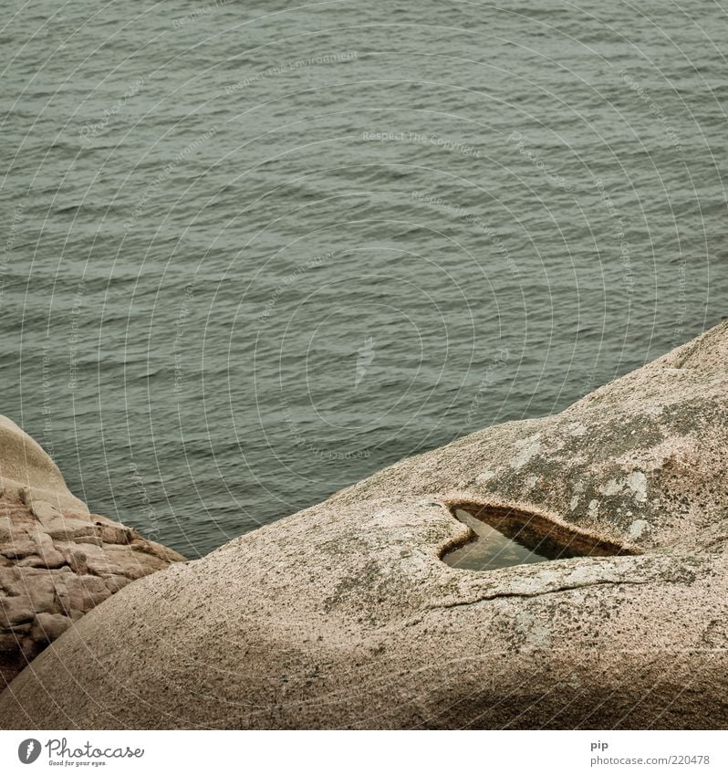 noch meer liebe Umwelt Natur Landschaft Wasser Sommer Felsen Wellen Küste Meer kalt grün Romantik schön Herz herzförmig Granit Treue Symbole & Metaphern