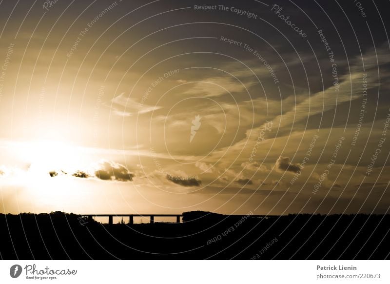 Autobahn Umwelt Landschaft Luft Sonne Sonnenlicht Wetter Schönes Wetter Brücke Verkehrswege Straße fahren genießen träumen Wärme schön Oldenburg Ferne Sehnsucht