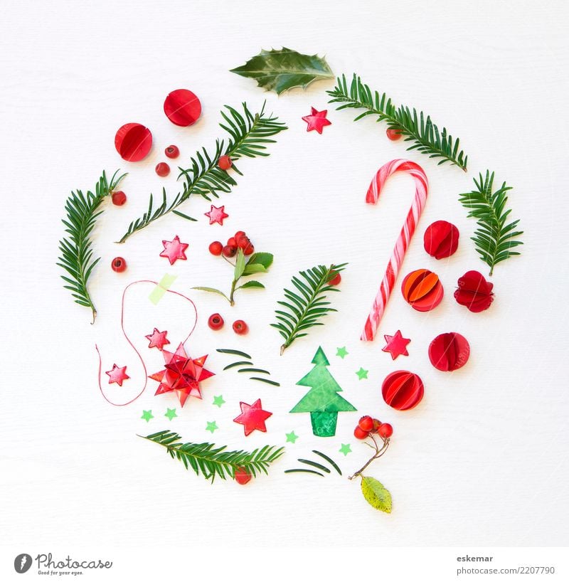 runde Weihnachten Zuckerstange candy cane Dekoration & Verzierung Feste & Feiern Weihnachten & Advent Christbaumkugel Stern (Symbol) Pflanze Baum Blatt Beeren