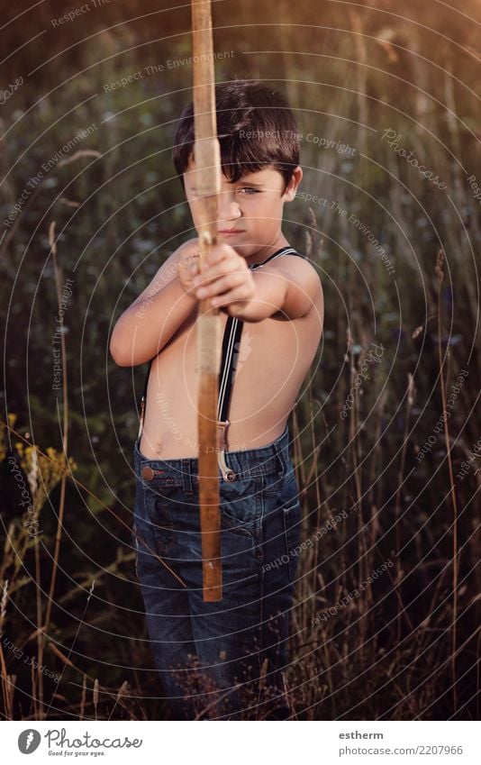 Bogenschütze Junge Lifestyle Spielen Jagd Ferien & Urlaub & Reisen Abenteuer Freiheit Mensch maskulin Kind Kleinkind Kindheit 1 3-8 Jahre Bewegung Fitness