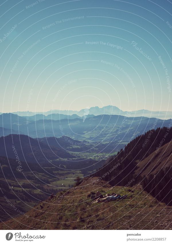 do legst di nieder! Natur Landschaft Urelemente Himmel Herbst Schönes Wetter Alpen Berge u. Gebirge liegen wandern Grünten Allgäuer Alpen Bodensee Ferne blau