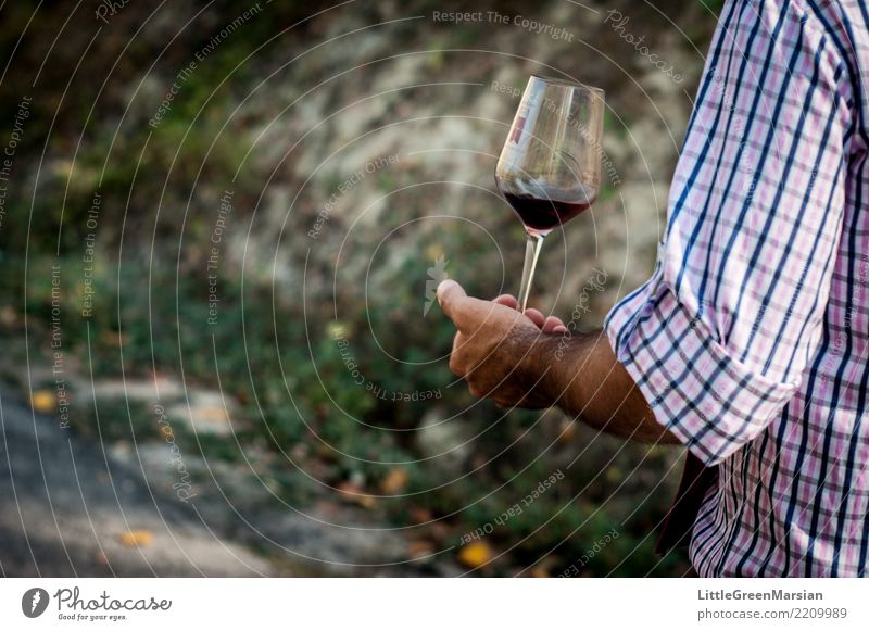 Eins für die Straße Getränk trinken Erfrischungsgetränk Wein Stil Mensch maskulin Mann Erwachsene Arme Hand Finger 1 Herbst Hemd Behaarung festhalten gehen