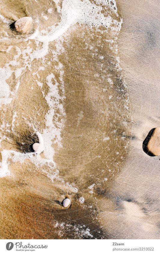 Stein Wasser Sand Ferien & Urlaub & Reisen Sommerurlaub Strand Meer Insel Wellen Natur Landschaft Schönes Wetter Küste einfach frisch nass natürlich braun