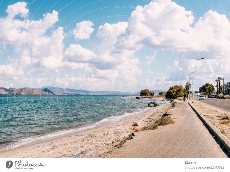 Highway to Kos Ferien & Urlaub & Reisen Strand Meer Insel Natur Landschaft Wolken Sommer Schönes Wetter Küste Stadt Hafenstadt Straße Fahrradweg einfach modern