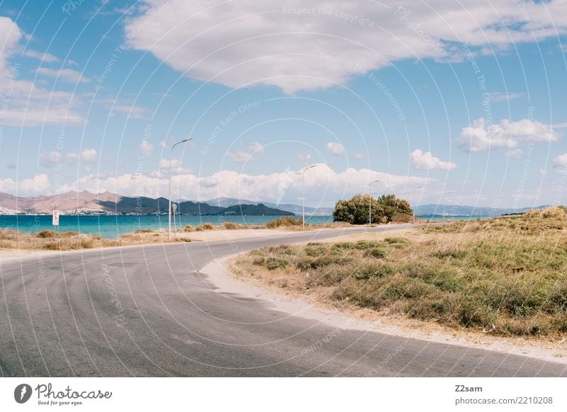 minimalism - Kos Ferien & Urlaub & Reisen Strand Meer Natur Landschaft Himmel Wolken Sommer Dorf Fischerdorf Straße einfach Stadt blau grün Design Einsamkeit