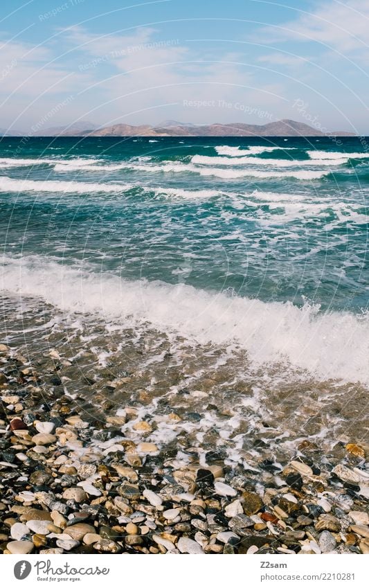 KOS Ferien & Urlaub & Reisen Strand Meer Umwelt Natur Landschaft Himmel Sonne Sommer Schönes Wetter Küste Ferne frisch blau türkis ruhig Erholung Idylle