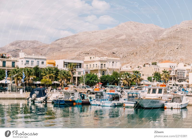 kalymnos Ferien & Urlaub & Reisen Meer Natur Landschaft Wasser Himmel Sonne Sommer Schönes Wetter Berge u. Gebirge Dorf Kleinstadt Hafen Schifffahrt Bootsfahrt