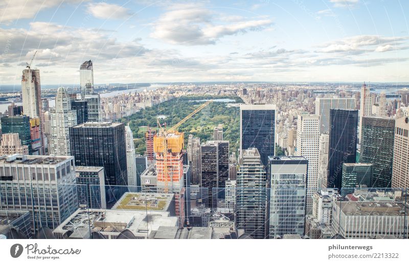 Blick vom Rockefeller Center auf den Central Park, New York City elegant Tourismus Sightseeing Städtereise Himmel Schönes Wetter Wiese Manhattan USA Stadt