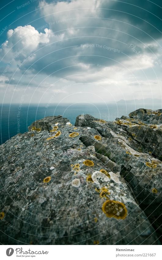 Abgrundtief schön dort. Duft Ferne Freiheit Meer Insel Berge u. Gebirge Kunstwerk Umwelt Natur Landschaft Wasser Himmel Wolken Horizont Moos Felsen Küste Stein