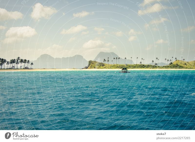 Nacpan Beach - Palawan Sommer Schönes Wetter Palme Berge u. Gebirge Strand Meer Pazifik Sulu Meer Insel Philippinen Hütte Schwimmen & Baden entdecken Erholung