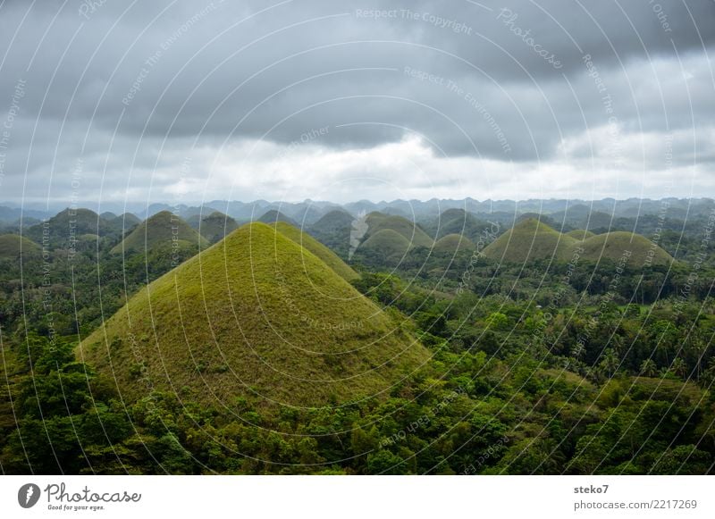 Chocolate Hills Wolken Sommer schlechtes Wetter Wald Hügel Berge u. Gebirge Philippinen außergewöhnlich grau grün einzigartig Ferien & Urlaub & Reisen sanft