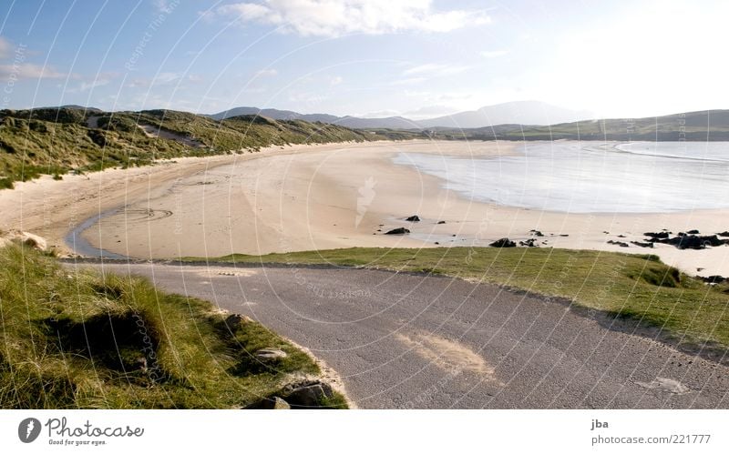 Strandstrasse {N6} Ferne Freiheit Meer Natur Sand Herbst Küste Bucht Ebbe Schottland Sehenswürdigkeit Verkehrswege Straße Stein Kurve Stranddüne Dünengras