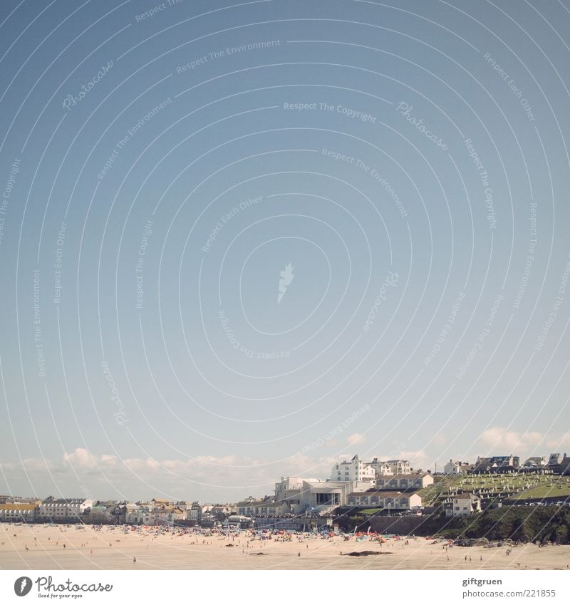 st ives Tourismus Sommer Sommerurlaub Sonnenbad Strand Meer Insel Umwelt Landschaft Sand Himmel Wolken Küste Bucht Dorf Kleinstadt Stadt Haus Erholung Farbfoto